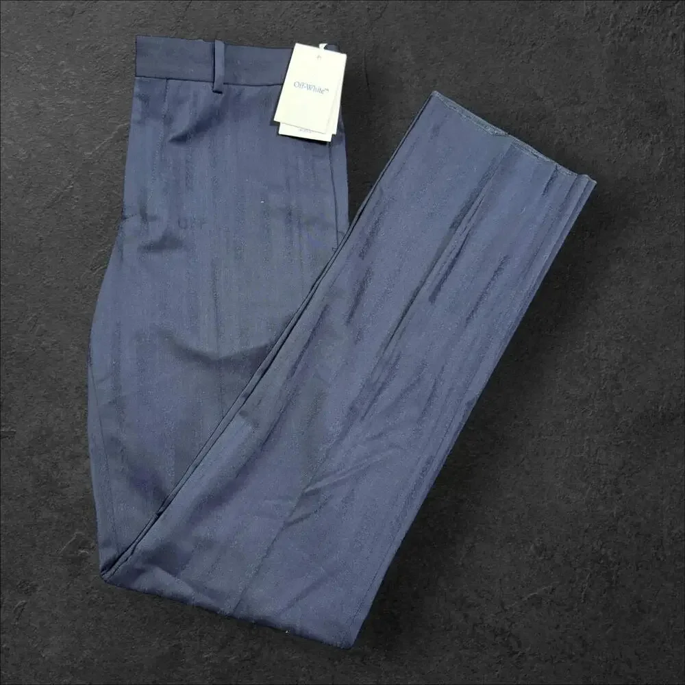 OFF-White C/o Virgil Abloh Shibori Jacq Slim Pant Sierra Leone Navy Blue Size 46